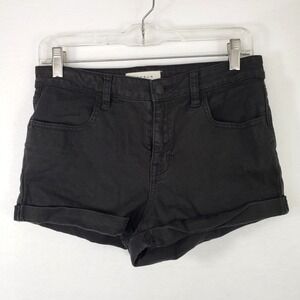 PacSun Super Stretch Shortie Black Denim Shorts‎ Womens Size 29 Cuffed Casual